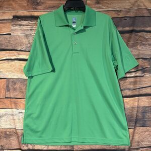 PGA Tour Airflux Polo Shirt Large Men’s Green Short Sleeve Golf Sports Polyester